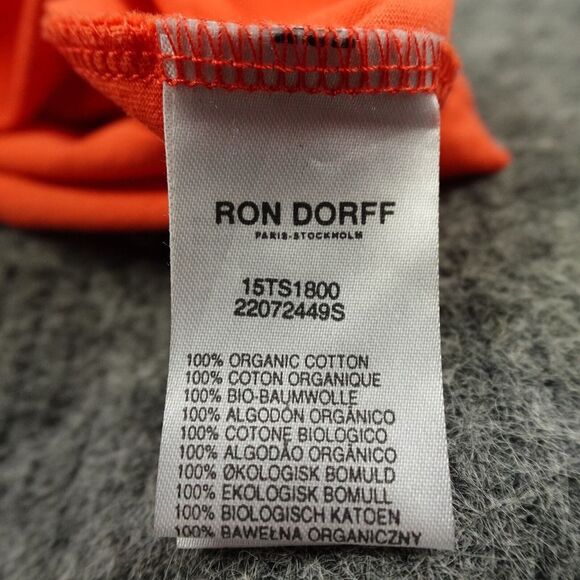 Ron Dorff T-Shirt Mens Large Orange "Discipline" Embossed Organic Cotton Casual- - Picture 11 of 12
